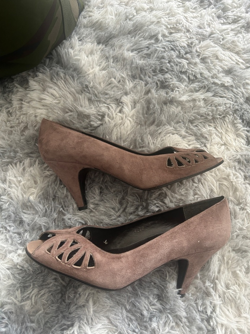 Palizzio Vintage Brown Suede Peep-Toe High Heels